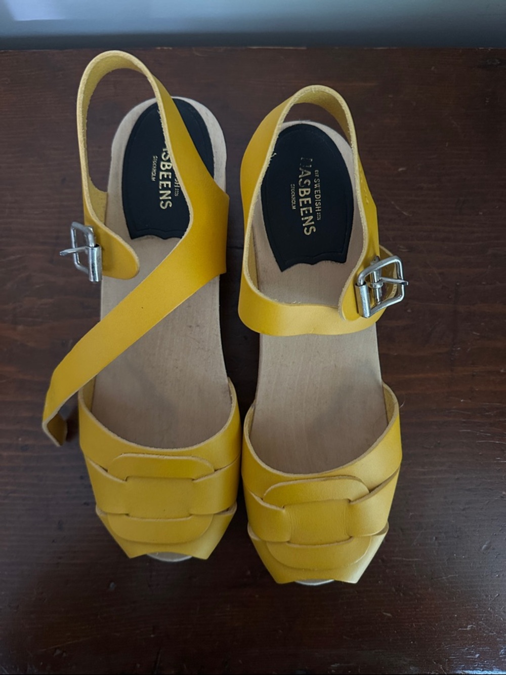 Discontinued Swedish Hasbeens Peep Toe Sandal in Limone - Picture 2 of 6